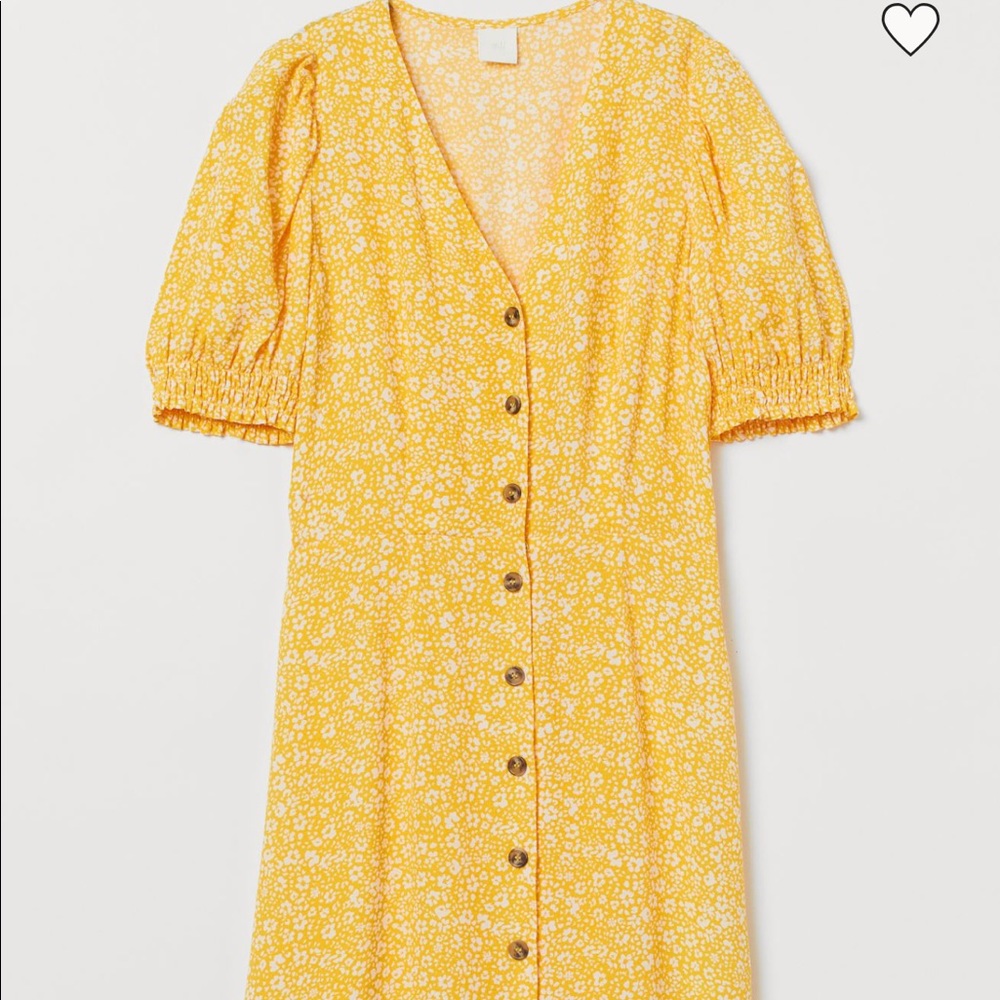 Puff Sleeve Yellow Floral Dress H&M NEVER USED